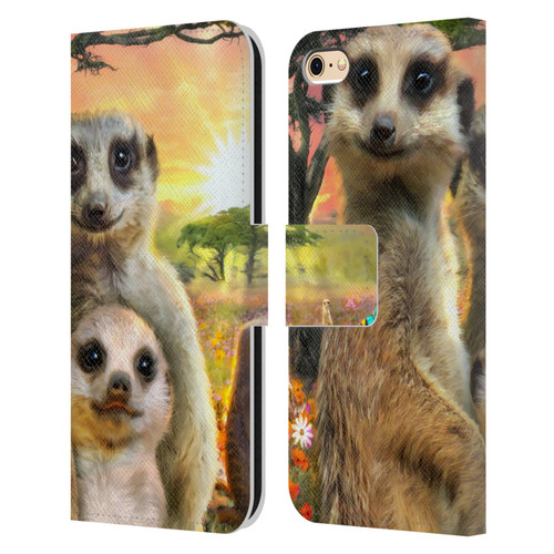 Aimee Stewart Animals Meerkats Leather Book Wallet Case Cover For Apple iPhone 6 / iPhone 6s