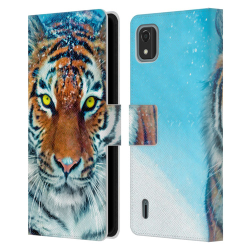 Aimee Stewart Animals Yellow Tiger Leather Book Wallet Case Cover For Nokia C2 2nd Edition