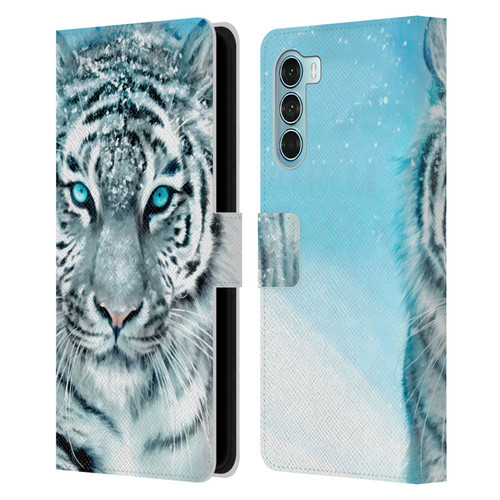 Aimee Stewart Animals White Tiger Leather Book Wallet Case Cover For Motorola Edge S30 / Moto G200 5G