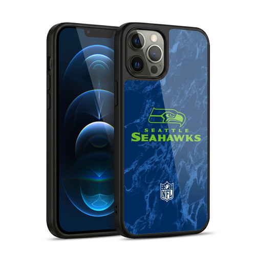 NFL Seattle Seahawks Graphics Coloured Marble Gel Armour Case For Apple iPhone 12 Pro Max