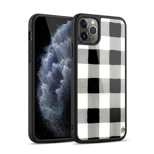 Haley Bush Pattern Painting Buffalo Check Black Gel Armour Case For Apple iPhone 11 Pro Max