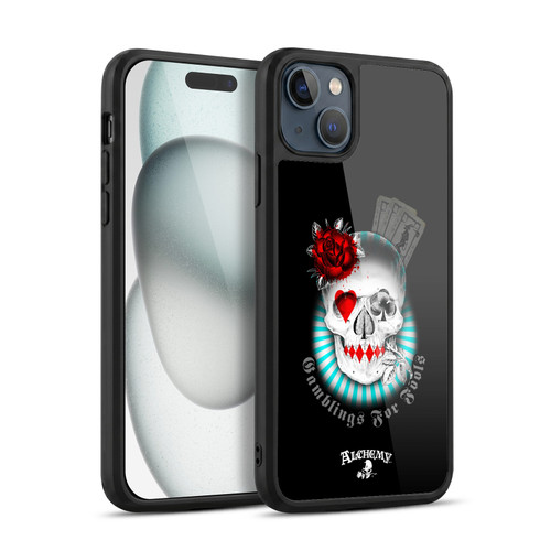 Alchemy Gothic Skull And Cards Gambling's For Fools Gel Armour Case For Apple iPhone 15 Plus