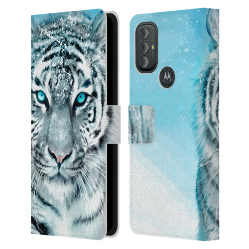 Aimee Stewart Animals White Tiger Leather Book Wallet Case Cover For Motorola Moto G10 / Moto G20 / Moto G30