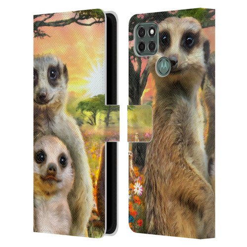 Aimee Stewart Animals Meerkats Leather Book Wallet Case Cover For Motorola Moto G9 Power