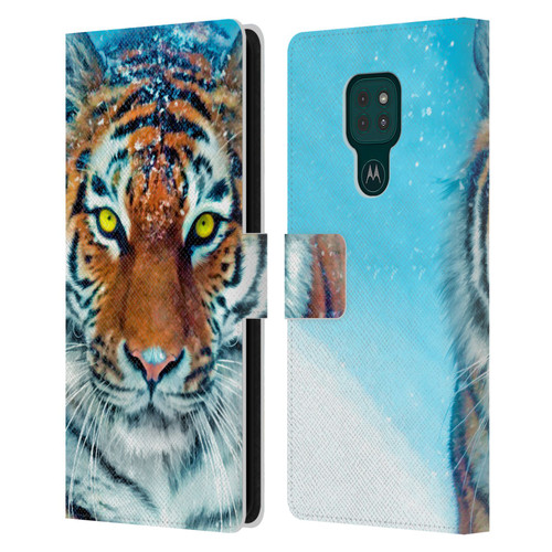 Aimee Stewart Animals Yellow Tiger Leather Book Wallet Case Cover For Motorola Moto G9 Play