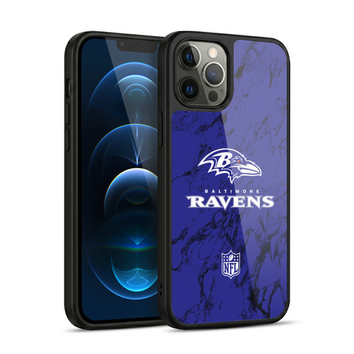 NFL Baltimore Ravens Graphics Coloured Marble Gel Armour Case For Apple iPhone 12 Pro Max