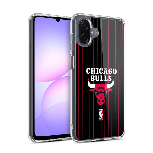 NBA Chicago Bulls Logo Black Pinstripe Design Soft Gel Case for Samsung Galaxy A07 4G