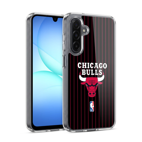 NBA Chicago Bulls Logo Black Pinstripe Design Soft Gel Case for Samsung Galaxy A17 4G / 5G