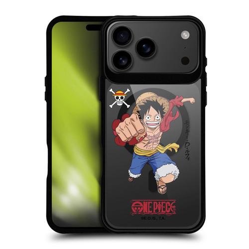 One Piece Graphic Art Luffy Text BLACK SHOCKPROOF BUMPER CASE COMPATIBLE WITH Apple iPhone 17 Pro Max & MAGSAFE