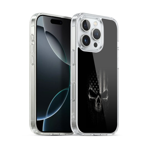 Head Case Designs Football USA American Flag Grunge Shadow Skull Soft Gel Case for Apple iPhone 16 Pro & MagSafe