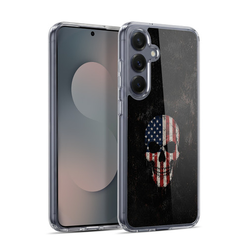 Head Case Designs Football USA American Flag Black Skull Soft Gel Case for Samsung Galaxy S25+ & MagSafe