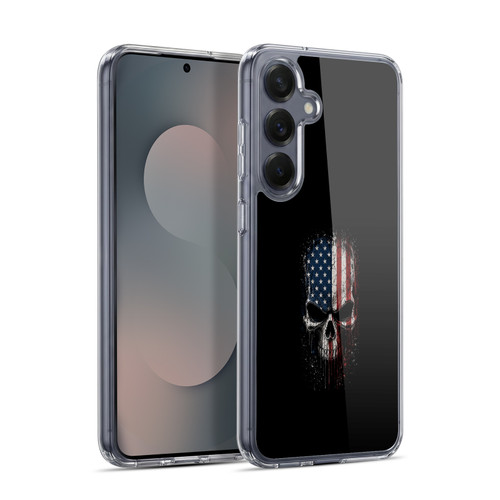Head Case Designs Football USA American Flag Grunge Colored Skull Soft Gel Case for Samsung Galaxy S25+ & MagSafe