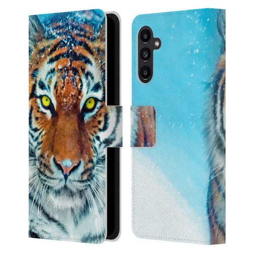 Aimee Stewart Animals Yellow Tiger Leather Book Wallet Case Cover For Samsung Galaxy A13 5G (2021)