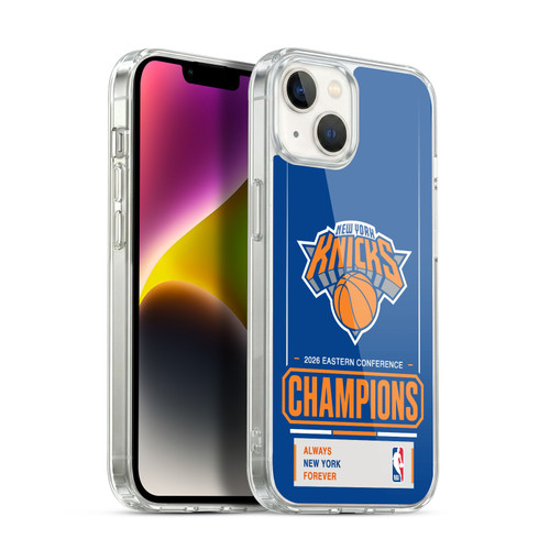 NBA 2026 Champions New York Knicks Stripes Soft Gel Case for Apple iPhone 14 Plus & MagSafe