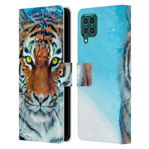 Aimee Stewart Animals Yellow Tiger Leather Book Wallet Case Cover For Samsung Galaxy F62 (2021)