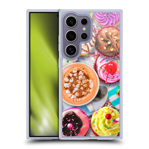 Aimee Stewart Colourful Sweets Cupcakes And Cocoa Soft Gel Case for Samsung Galaxy S25 Ultra & MagSafe