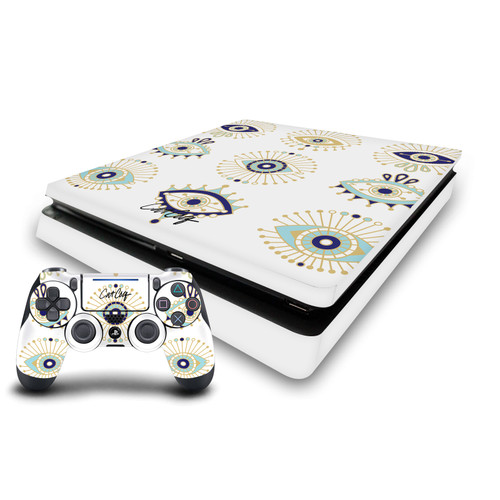 Cat Coquillette Art Mix Blue Gold Vinyl Sticker Skin Decal Cover for Sony PS4 Slim Console & Controller