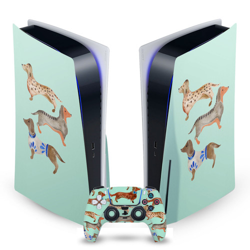 Cat Coquillette Art Mix Dachshunds Vinyl Sticker Skin Decal Cover for Sony PS5 Disc Edition Bundle