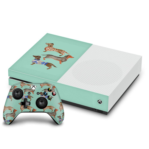 Cat Coquillette Art Mix Dachshunds Vinyl Sticker Skin Decal Cover for Microsoft One S Console & Controller
