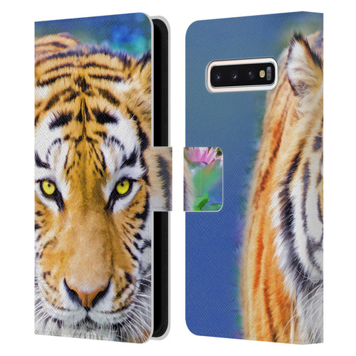 Aimee Stewart Animals Tiger Lily Leather Book Wallet Case Cover For Samsung Galaxy S10