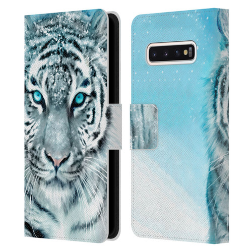 Aimee Stewart Animals White Tiger Leather Book Wallet Case Cover For Samsung Galaxy S10