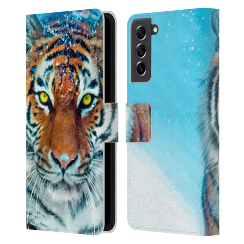 Aimee Stewart Animals Yellow Tiger Leather Book Wallet Case Cover For Samsung Galaxy S21 FE 5G