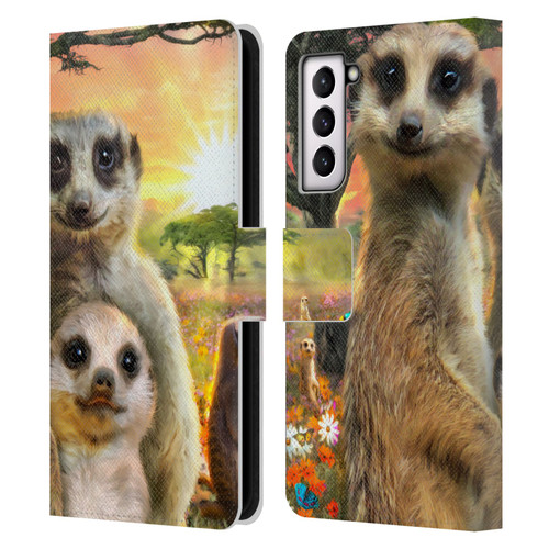 Aimee Stewart Animals Meerkats Leather Book Wallet Case Cover For Samsung Galaxy S21 5G