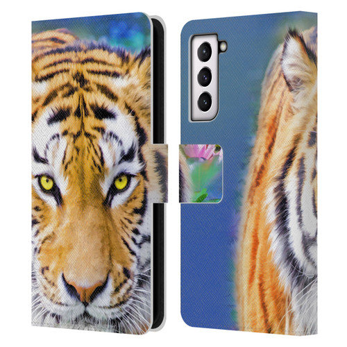 Aimee Stewart Animals Tiger Lily Leather Book Wallet Case Cover For Samsung Galaxy S21 5G