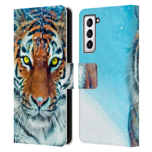 Aimee Stewart Animals Yellow Tiger Leather Book Wallet Case Cover For Samsung Galaxy S21 5G