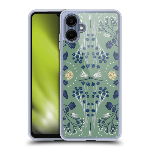 Anis Illustration Floral And Leaves Folk Emerald Green Soft Gel Case for Samsung Galaxy A06 4G / 5G