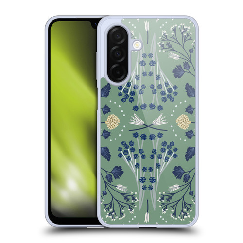 Anis Illustration Floral And Leaves Folk Emerald Green Soft Gel Case for Samsung Galaxy A26 5G