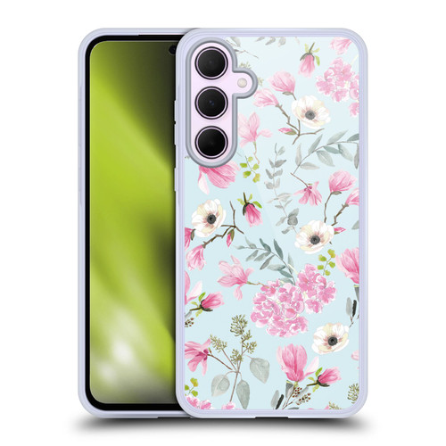 Anis Illustration Graphics Romantic Pattern Light Blue Soft Gel Case for Samsung Galaxy A35 5G