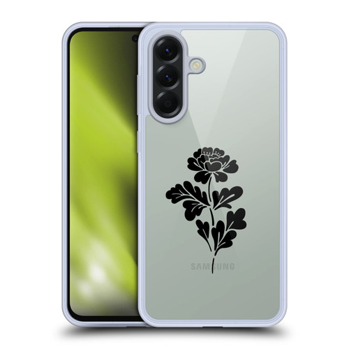 Anis Illustration Flowers Black 1 Soft Gel Case for Samsung Galaxy A56 5G