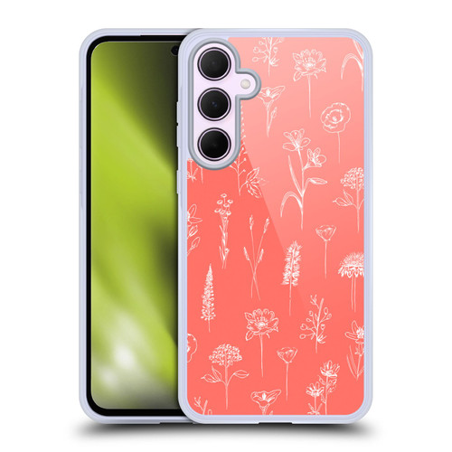 Anis Illustration Flower Pattern 2 Coral Soft Gel Case for Samsung Galaxy A35 5G