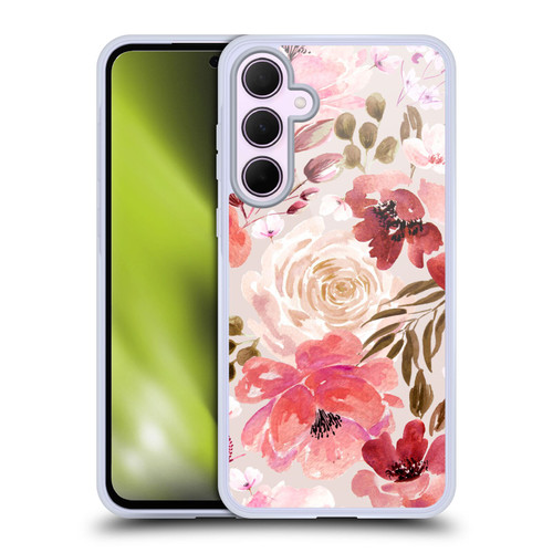 Anis Illustration Floral Pattern Light Red Soft Gel Case for Samsung Galaxy A35 5G