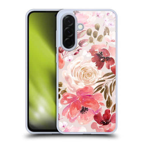Anis Illustration Floral Pattern Light Red Soft Gel Case for Samsung Galaxy A36 5G