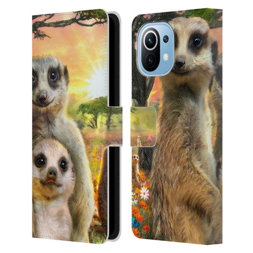 Aimee Stewart Animals Meerkats Leather Book Wallet Case Cover For Xiaomi Mi 11