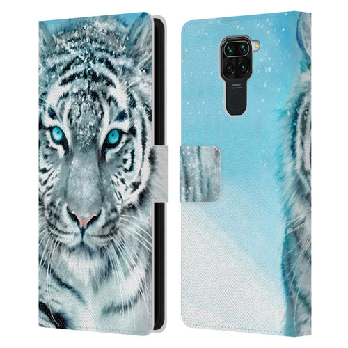 Aimee Stewart Animals White Tiger Leather Book Wallet Case Cover For Xiaomi Redmi Note 9 / Redmi 10X 4G