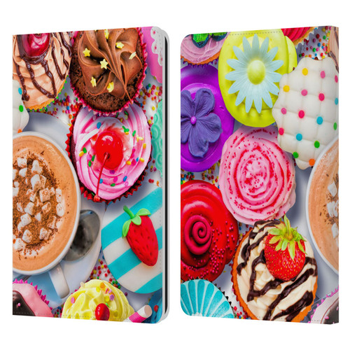 Aimee Stewart Colourful Sweets Cupcakes And Cocoa Leather Book Wallet Case Cover For Amazon Kindle Paperwhite 1 / 2 / 3