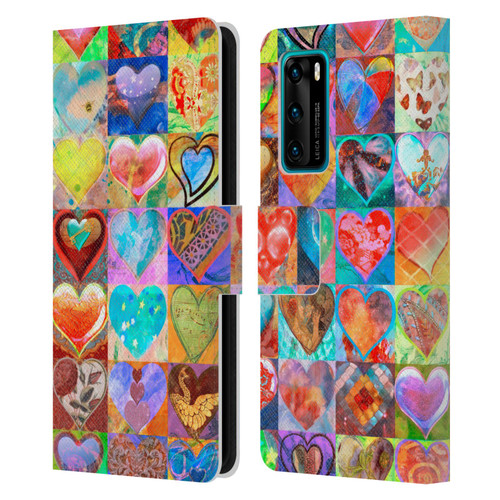 Aimee Stewart Colourful Sweets Hearts Grid Leather Book Wallet Case Cover For Huawei P40 5G