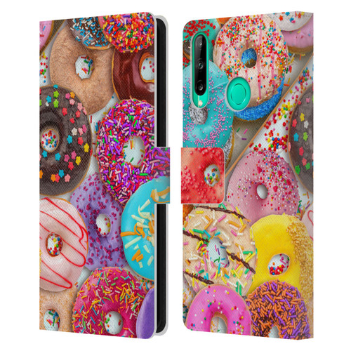 Aimee Stewart Colourful Sweets Donut Noms Leather Book Wallet Case Cover For Huawei P40 lite E
