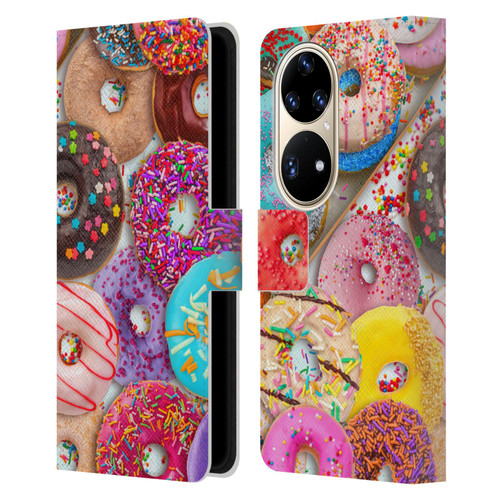 Aimee Stewart Colourful Sweets Donut Noms Leather Book Wallet Case Cover For Huawei P50 Pro