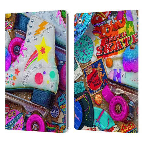 Aimee Stewart Colourful Sweets Skate Night Leather Book Wallet Case Cover For Apple iPad 10.2 2019/2020/2021