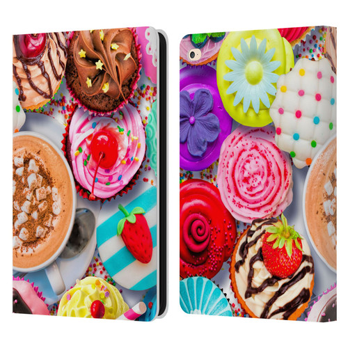 Aimee Stewart Colourful Sweets Cupcakes And Cocoa Leather Book Wallet Case Cover For Apple iPad Air 2 (2014)