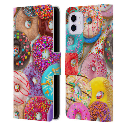 Aimee Stewart Colourful Sweets Donut Noms Leather Book Wallet Case Cover For Apple iPhone 11
