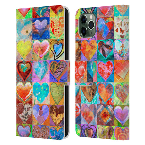 Aimee Stewart Colourful Sweets Hearts Grid Leather Book Wallet Case Cover For Apple iPhone 11 Pro Max