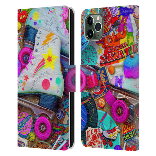 Aimee Stewart Colourful Sweets Skate Night Leather Book Wallet Case Cover For Apple iPhone 11 Pro Max