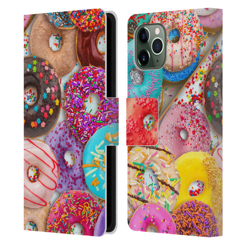 Aimee Stewart Colourful Sweets Donut Noms Leather Book Wallet Case Cover For Apple iPhone 11 Pro