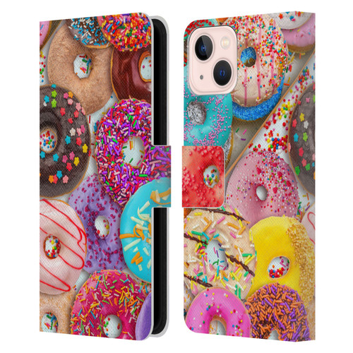Aimee Stewart Colourful Sweets Donut Noms Leather Book Wallet Case Cover For Apple iPhone 13