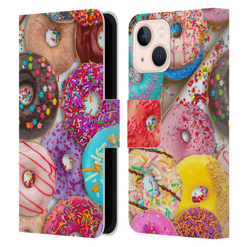 Aimee Stewart Colourful Sweets Donut Noms Leather Book Wallet Case Cover For Apple iPhone 13 Mini